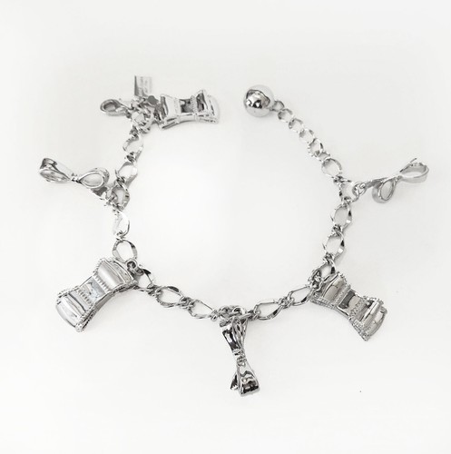 Bracciale Ciondolo Arco Kate Spade Moon River Nuovo con Etichette Archi Argento