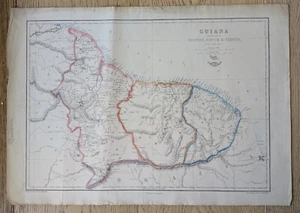 Guiana Comprehending British, Dutch & French' Suriname Guyana. Lowry Map 1863 - Picture 1 of 5