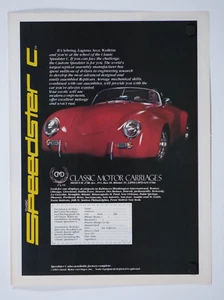 Porsche Speedster C Red Vintage 1982 Classic Motor Carriages Original Print Ad - Picture 1 of 5