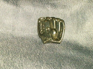 Unisex Pin "Baseball Mitt with Ball" 7/8" Wide x 7/8" High Silver Tone Metal - Picture 1 of 2