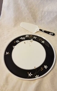 MIKASA CAKE PLATE & SERVER NIGHT BLOSSOMS - Picture 1 of 4