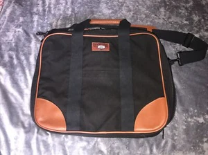 NWOT Lands End Deluxe Square Rigger Double Compartments Bag Canvas&Leather.Black - Picture 1 of 15