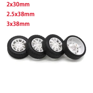 30mm/38mm Wheels Rubber Tyres Vehicle Toy Car Plastic Hubs DIY RC Model 1:20 - Picture 1 of 14