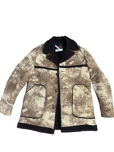 Vintage WIMAN Men’s M Western Faux Leather Rancher Chore Jacket Sherpa Lined - Picture 1 of 13