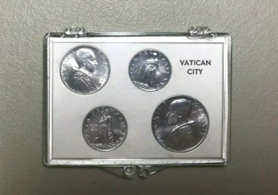 1952 VATICAN CITY 4-Coin Set NEW UNC POPE PIUS XII 1,2,5,10 LIRE Plastic Holder - Image 1 of 2