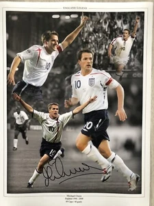 Micheal Owen Signed England 12x16 Photo Montage - Picture 1 of 1