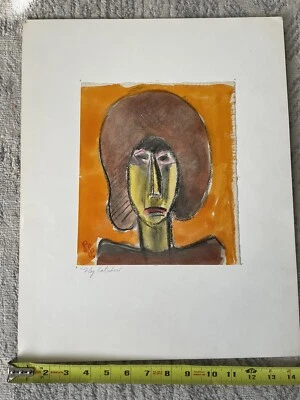 Arte de retrato figurativo cubista abstracto original roble pintura caprichosa firmada Foto 1 de 4