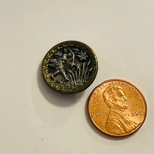 Antique Button Ariel Tempest by Shakespeare Theatre & Opera Stamped Brass Button - Picture 1 of 3