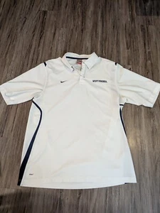 West Virginia Mountaineer WVU Polo Shirt Mens M White Nike Fit Dry NCAA Football - Picture 1 of 18