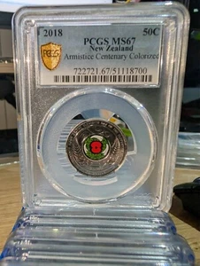 2018 50C NZ Armistice Centenary Coin PCGS Graded MS67 FIFTY CENT - Picture 1 of 1