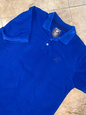 Мужская рубашка поло Beverly Hills Polo Club на 3 пуговицах с коротким рукавом синяя - размер L - Изображение 1 из 4