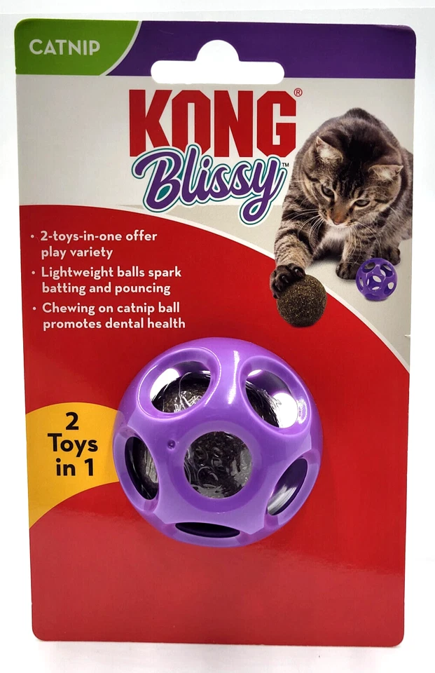 Kong Blissy Moon Ball 2 in 1 Batting Chasing Pouncing  Catnip Cat Toy - Image 1 of 4