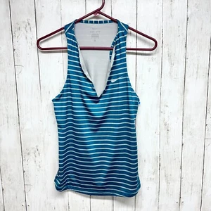 NIKE Tank Top Women Size Medium Stripe Pure Diffused Jade/Matte Silver Atheltic - Picture 1 of 5