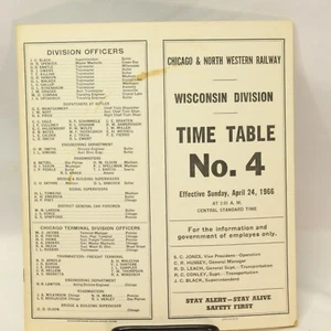1966 CHICAGO NORTHWESTERN RAILROAD MILWAUKEE TIME TABLE 4 Wisconsin Train - Picture 1 of 7