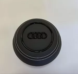 Airbag Volante Sterzo Audi A3 8V - Q3 8U Rotondo In Pelle Con Loghi Nero Lucido - Zdjęcie 1 z 3