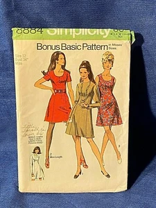 Simplicity Sewing Pattern 1970s Dress 2 Necklines 2 Lengths Size 12 Bust 34 - Picture 1 of 4