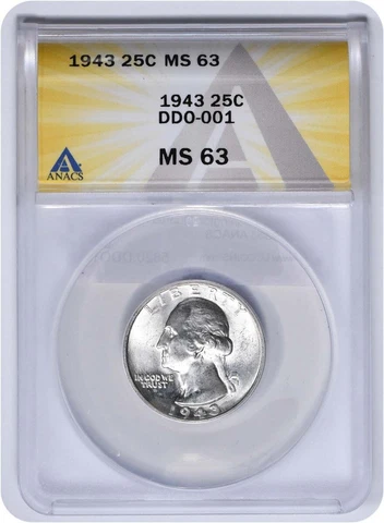 1943-P Washington Quarter DDO 1 MS63 ANACS Cover