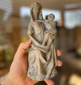 Ancient sculpture MADONNA and CHILD Statue Relics Romanesque in limestone ⭐ - Picture 1 of 12