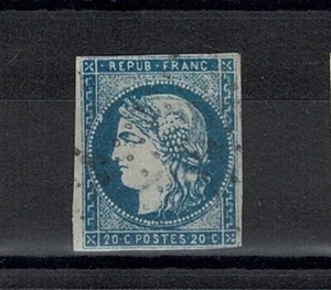 SELLO DE FRANCIA YVERT 44A SCOTT # 43 " CERES BURDEOS 20c TIPO I" USADO F-VF J221 - Imagen 1 de 2