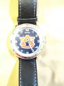 Auburn University Tigers Men's Watch Sparo Watch. Blue face/ Black leather band. - Picture 1 of 5