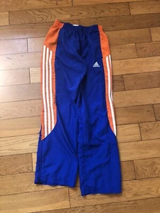 ADIDAS Blue Nylon W Orange & White Trim Kids Athletic Pants W/Ankle Zips SZ M - Picture 1 of 8