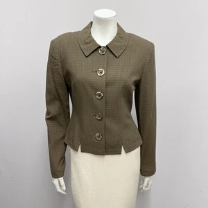 Vintage Robespierre Nanette Lepore Jacket Taupe & Tan Checker Size 4 - Picture 1 of 6