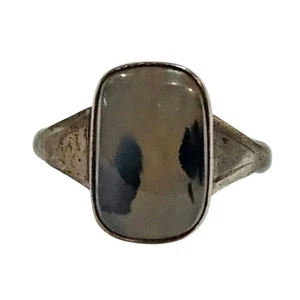 Anillo de ágata dendrítica Montana esterlina vintage para hombre - diseño resistente talla 10,5 - Imagen 1 de 3