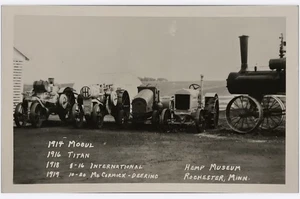 Cartolina RPPC Rochester Minnesota Canapa Trattore Museo Mogul Titan McCormick - Foto 1 di 2
