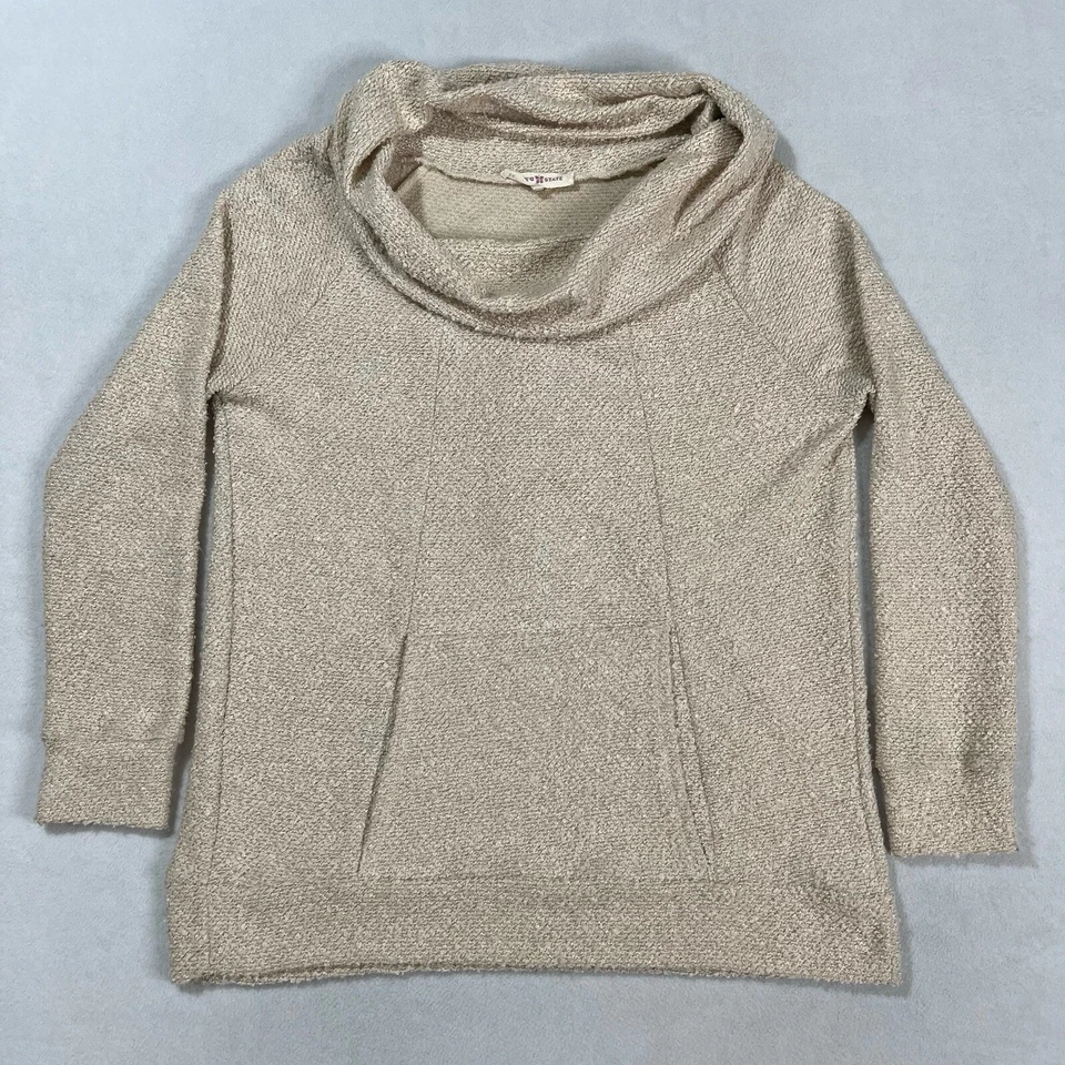 Altar’d State Rib Knit Cowl Neck Sweater Women’s Large Gray Long Sleeves Pockets - Image 1 of 4