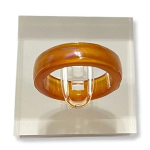Vintage Trommel Mandarinenquarz polierter Stein geschnitzt böhmischer Ring Band - Bild 1 von 6