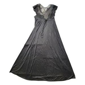 Vintage Blanche by Ralph Montenero Nachthemd schwarz Spitze Netzdetails lang Nylon Gr. M - Bild 1 von 18