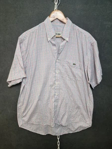 Lacoste shirt mens size xl extra large checked short sleeve cotton embroidered - Picture 1 of 13