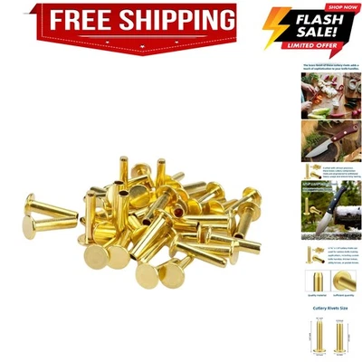 Cutlery Rivets 5/16" x 5/8" for Knife Making Handle Pins Brass Finish Adds a ... - Image 1 of 4