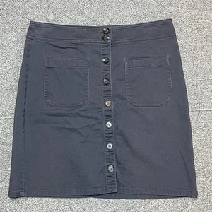 Ann Taylor Loft A Line Skirt Womens Size 4 Gray Button Front Pockets Stretch - Picture 1 of 8