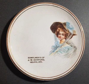 Helena, Arkansas Vintage Store Werbeteller, Victorian Woman, J.W. Sanford - Bild 1 von 4