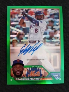Starling Marte 2023 Topps Chrome Green Refractor /99 AUTO - Mets - Picture 1 of 2
