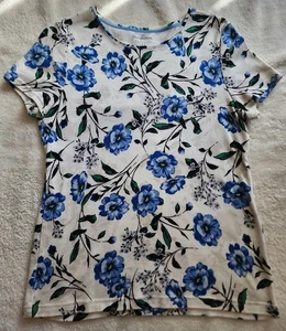 Croft & Barrow Women Floral Short Sleeve Crew Neck T-Shirt Multicolor Size S - Picture 1 of 5