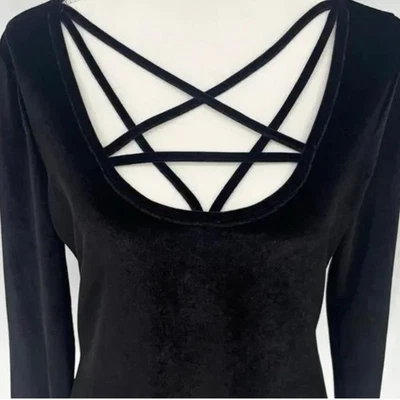 Camisa Pentagrama Terciopelo Hot Topic Para Mujer M Gótica Punk Elástica Bruja Foto 1 de 4