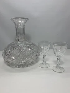 Jarra de vidrio de cristal de corte brillante americano vintage licor jarra de vino - Imagen 1 de 9