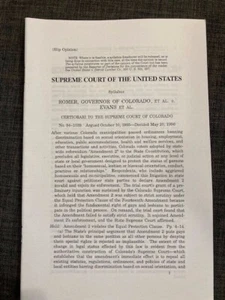 Rare BENCH OPINION Romer, Gov. Colorado v Evans - Gay Rights Discrimination Case - Picture 1 of 3