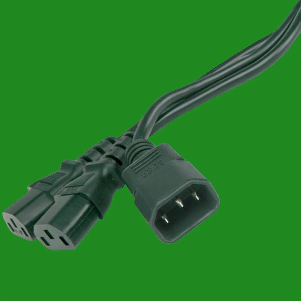 1xIEC C13 to 2xIEC C14 Male Plug, 2 Female Socket, Power Splitter Cable Adaptor - Image 1 of 1