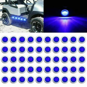 50X 3/4" Blue Round LED Side Marker Light Truck Trailer RV Bullet Stainless Base - Picture 1 of 9