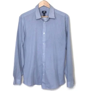 H&M Blue Men's Button Down Slim Fit Shirt Size Large - Picture 1 of 7