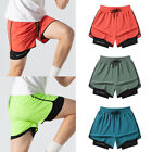 Mens Sports Running Shorts Gym Training Fitness Bottoms Double Layer Breathable