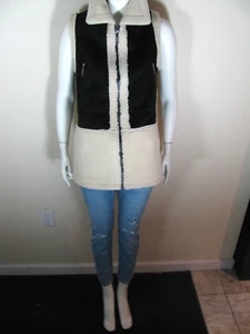 LOVE TOKEN Sherpa Vest Womens Small  Winter Faux Suede Shearling w Pockets $165 - Picture 1 of 9