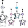 Peace Heart Gem Belly Ring Navel Naval Clear, Green, Pink
