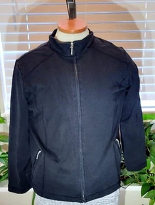 Karen Scott Sport Women's Large Black Navy Blue Light Zip Up Jacket - Picture 1 of 3