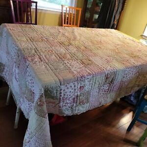 VTG Pottery Barn  87x86 Patch and Ruffles Quilt  full??