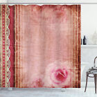 Shabby Chic Shower Curtain Vintage Frame Roses Print for Bathroom