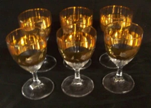 6 Sherry Glasses 24K Gold Bands with Wheat Pattern 6 Ounce - Picture 1 of 1